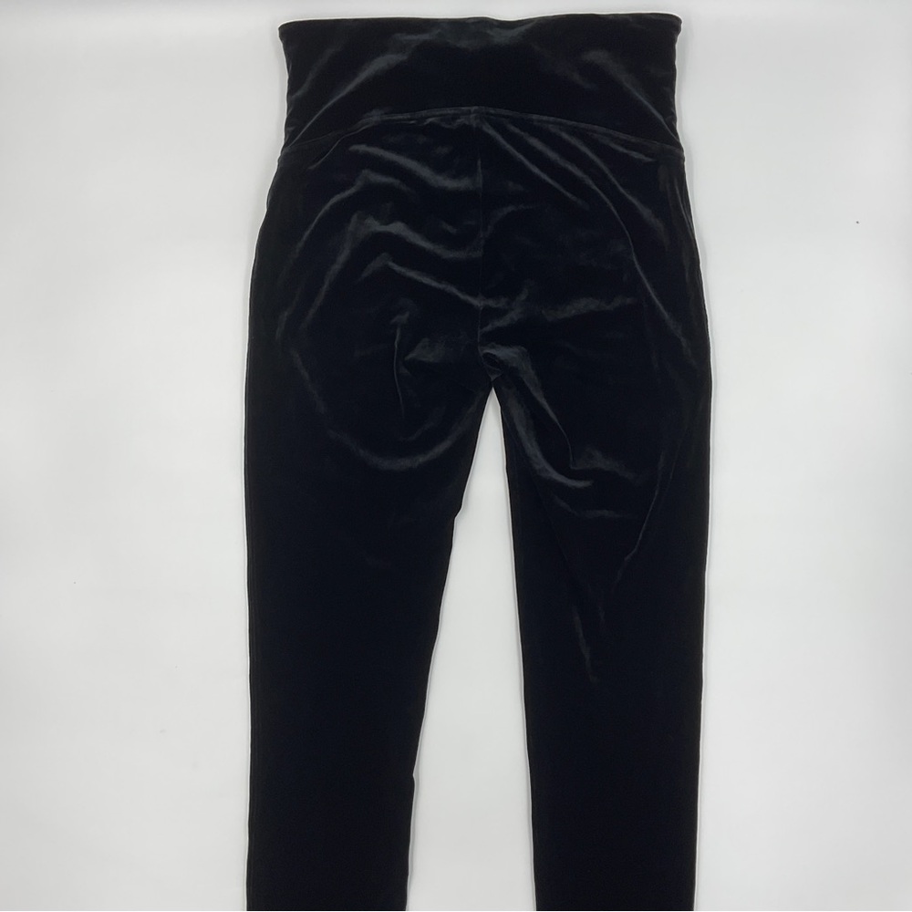 Spanx EUC Shiny Velvet High Waisted Leggings Black L Bodycon Holiday Shapewear - Picture 4 of 16